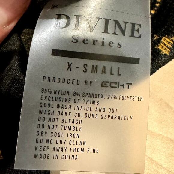 ECHT Divine Series Black/Gold Ribbed Leggings, Women's X-SMALL - Picture 8 of 8